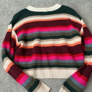 American Eagle cropped multi-color striped sweater XS
